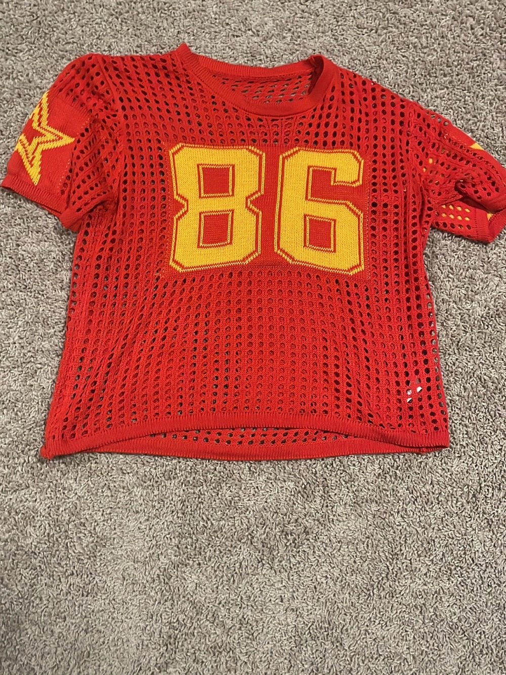 Cute crochet jersey top